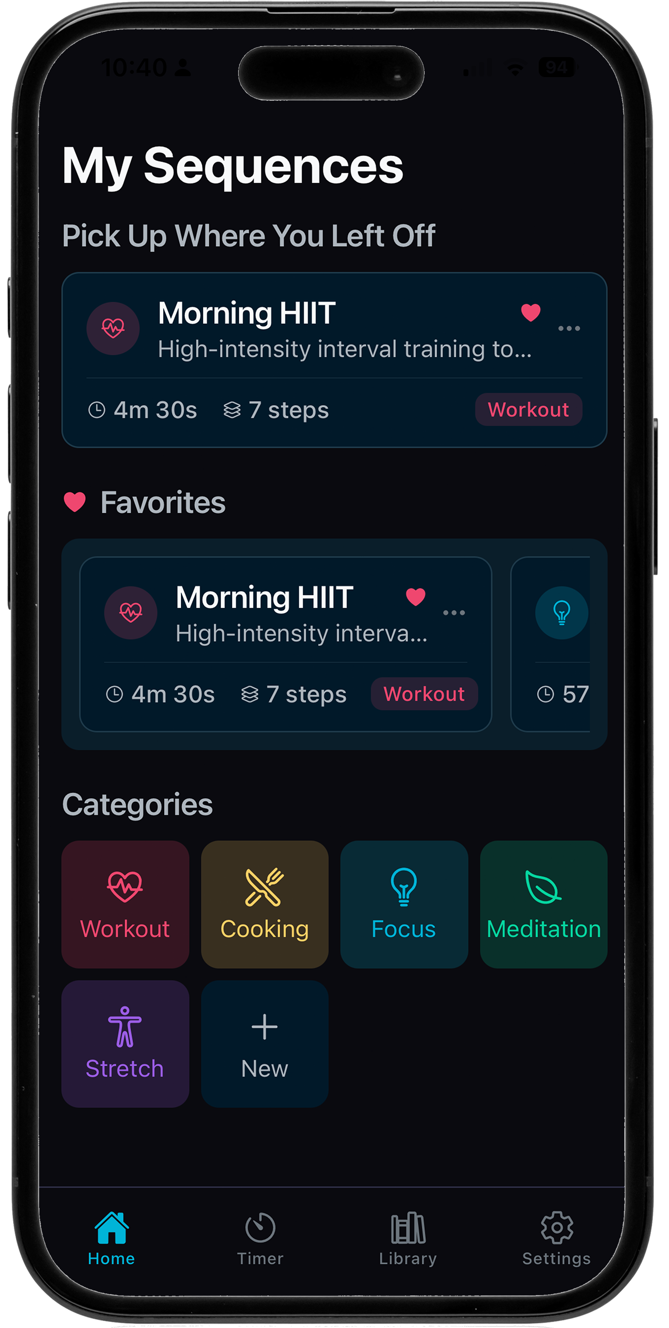 Favorites and Categories screenshot